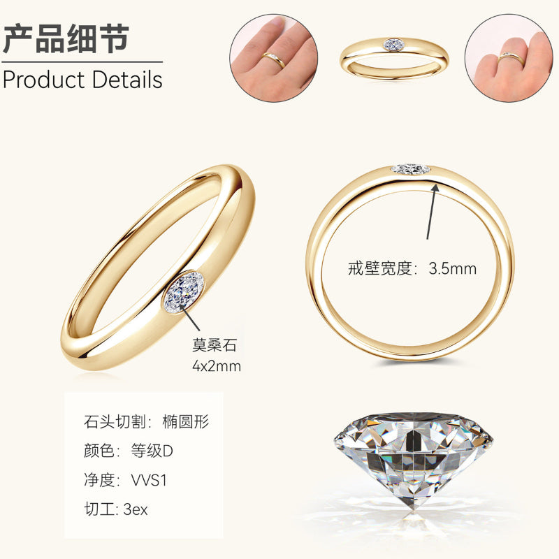 Brilliant Cut Oval Moissanite Stackable Ring