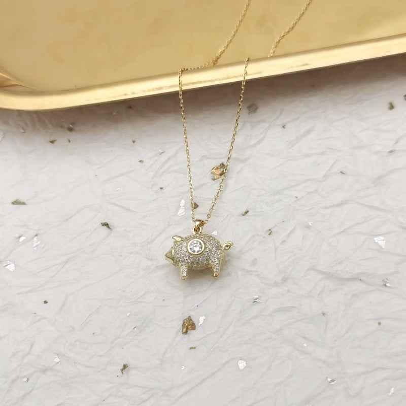 diamond pig necklace - JIMMY JEWELRY 01