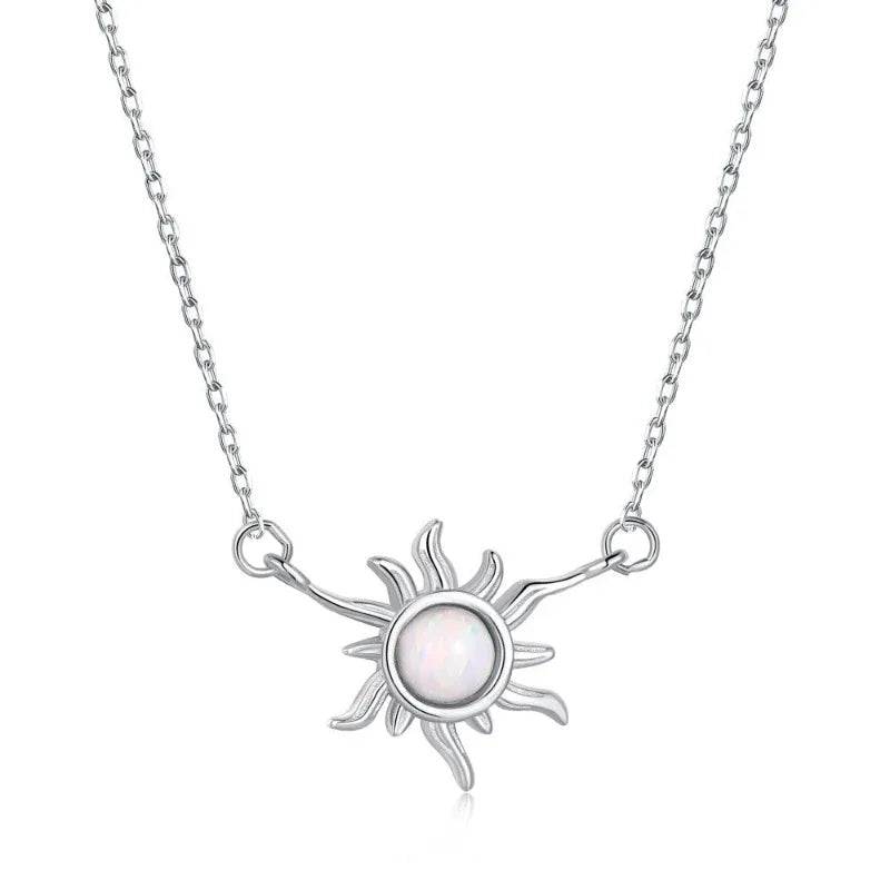 Sun Flower shape blue Opal Hawaiian Necklace - JIMMY JEWELRY 01