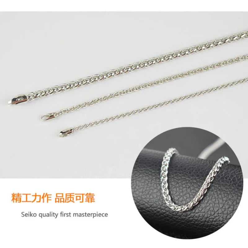 Silver wheat chain necklace with slim links and spring-ring clasp end