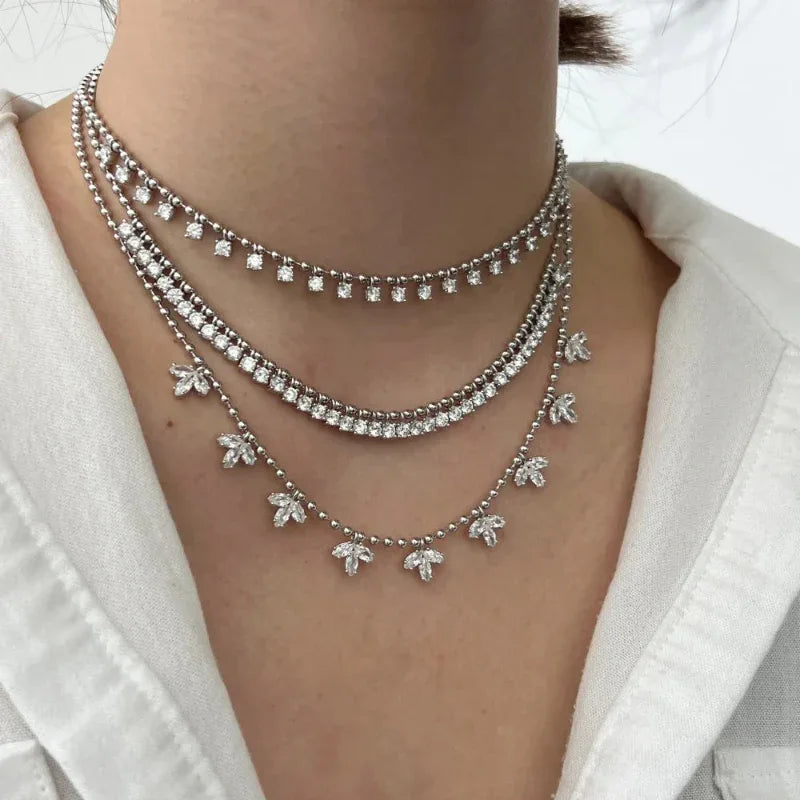 Zirconia Pendant Dewdrop Gypsophila Tassel Necklace - JIMMY JEWELRY 01