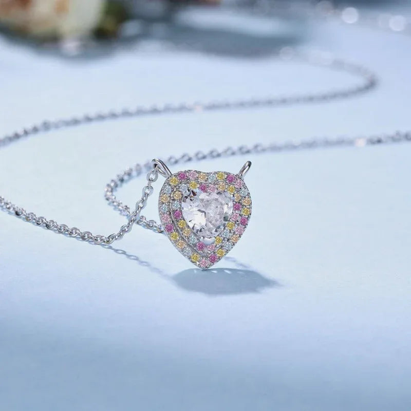 Heart Shape Rainbow Stone Necklace - JIMMY JEWELRY 01