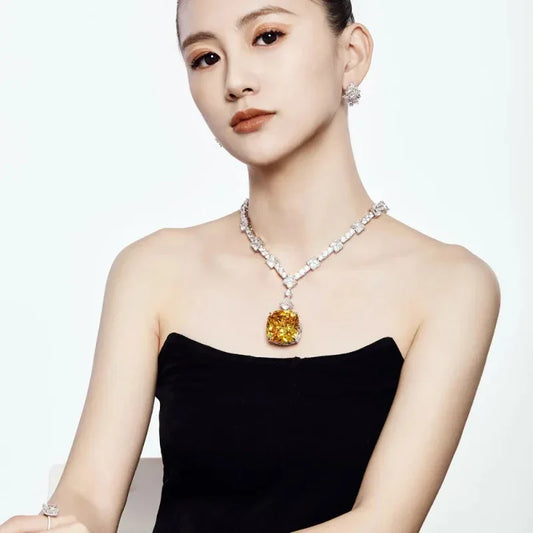 Big Square 5A Zirconia Pendant Necklace - JIMMY JEWELRY 01
