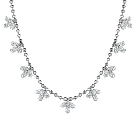 Leaf Bead Chain Zirconia Necklace for Women - JIMMY JEWELRY 01