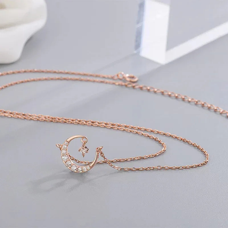 999 Sterling Silver moon star pendant necklace - JIMMY JEWELRY 01