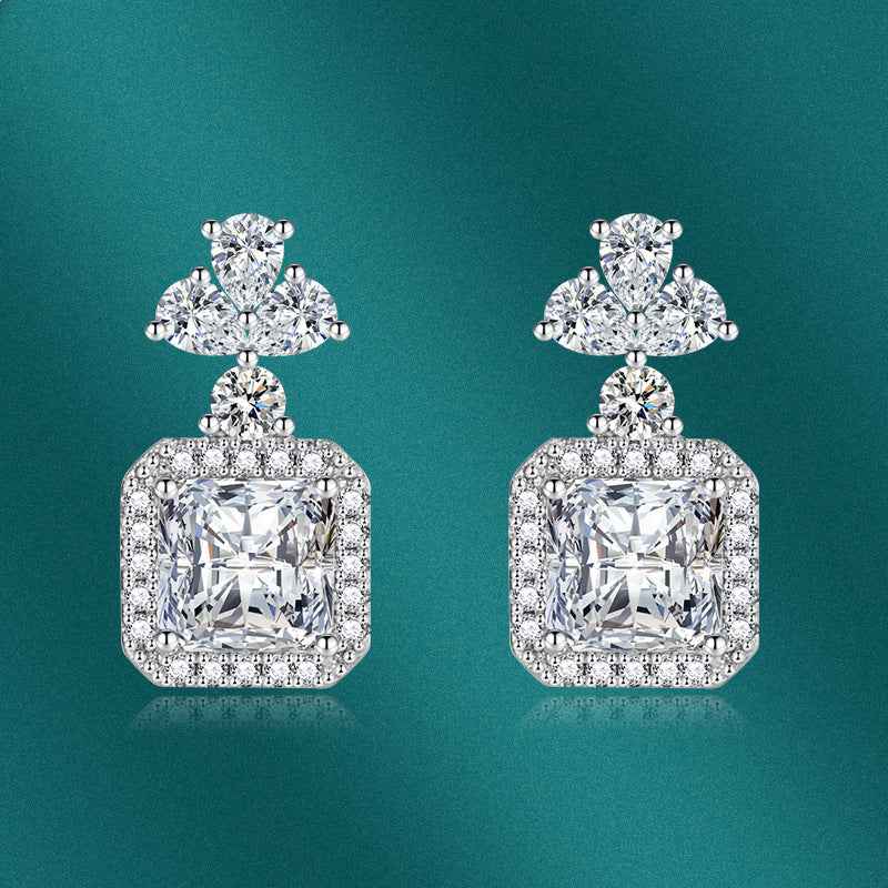 925 Sterling Silver Yellow Cushion-Cut Earrings for Women