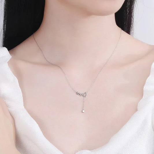 S925 Sterling Silver Openwork Star Pendant Necklace - JIMMY JEWELRY 01