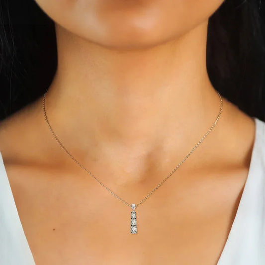 Vertical Moissanite Bar Necklace - JIMMY JEWELRY 01