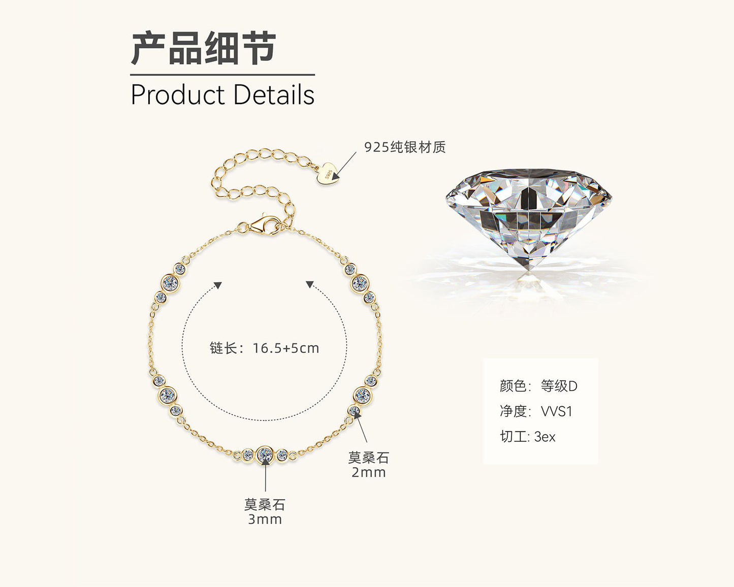 Chic Minimalist Moissanite Bezel Bracelet