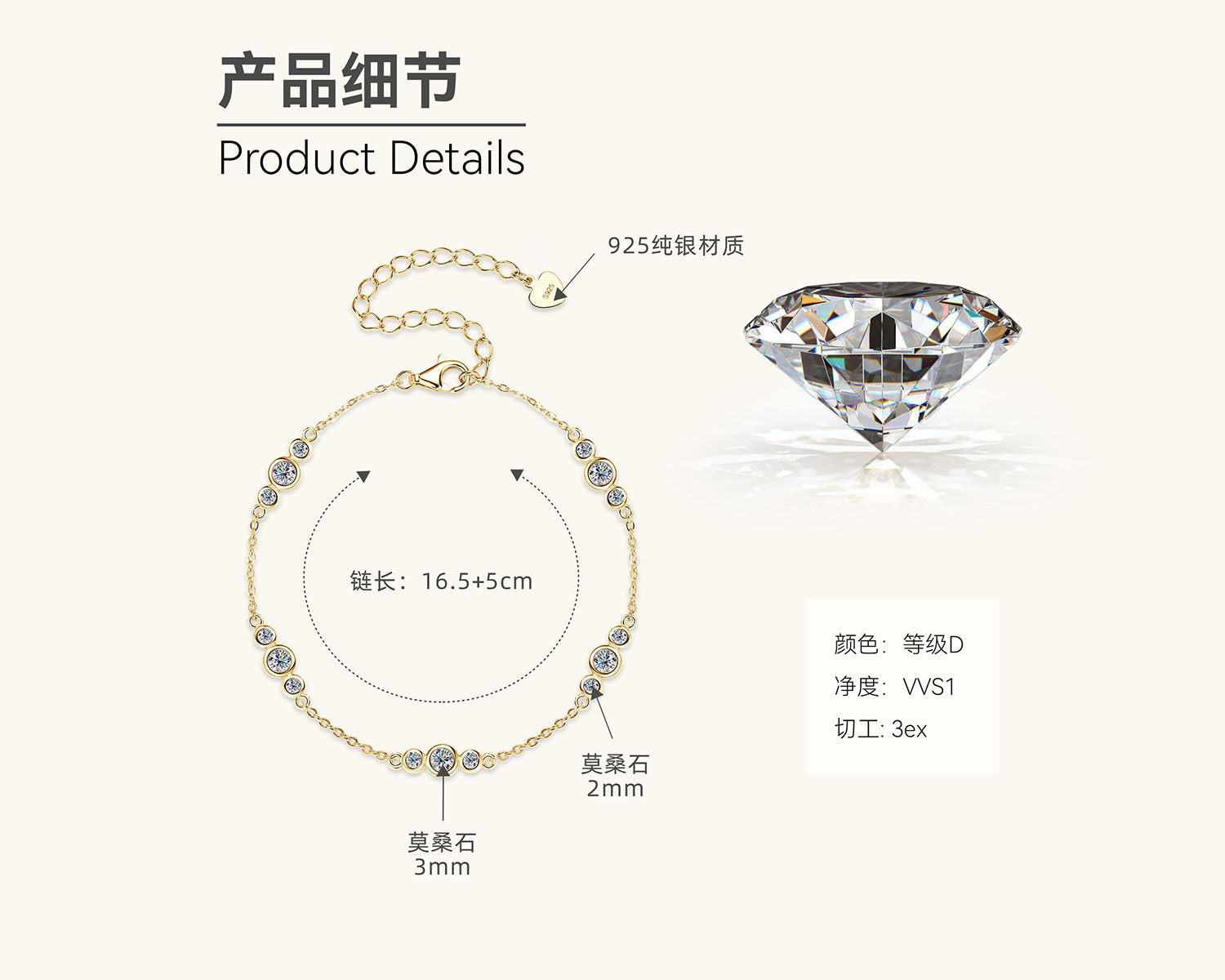 Chic Minimalist Moissanite Bezel Bracelet