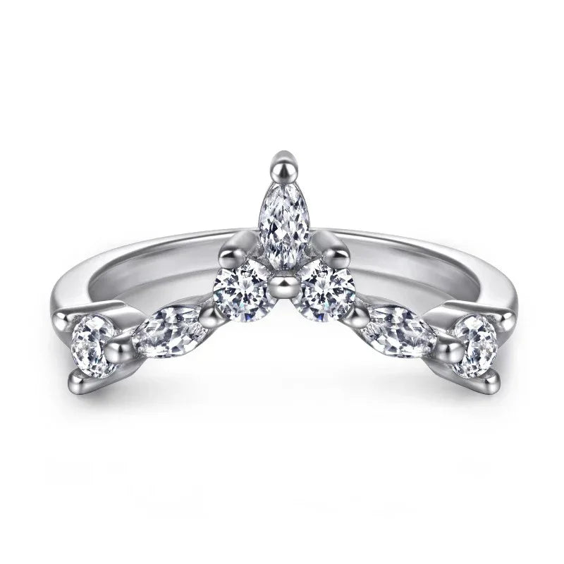 White gold ring with pear center stone and two marquise side stones