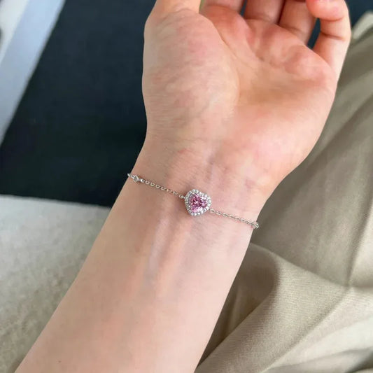 Pink Heart Charm Bracelet For Women - JIMMY JEWELRY 01