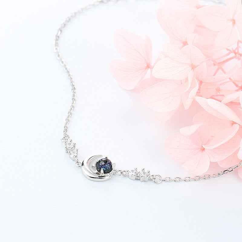Silver Celestial Moon Star Charm Bracelet for Elegant Style - JIMMY JEWELRY 01