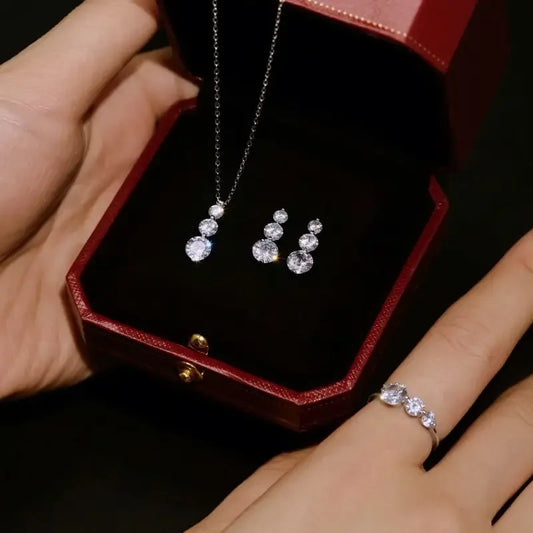 Three Round Cubic Zirconia Women Necklaces - JIMMY JEWELRY 01