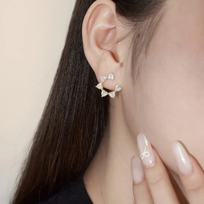 Zirconia Flower Shape Stud Earrings - JIMMY JEWELRY 01