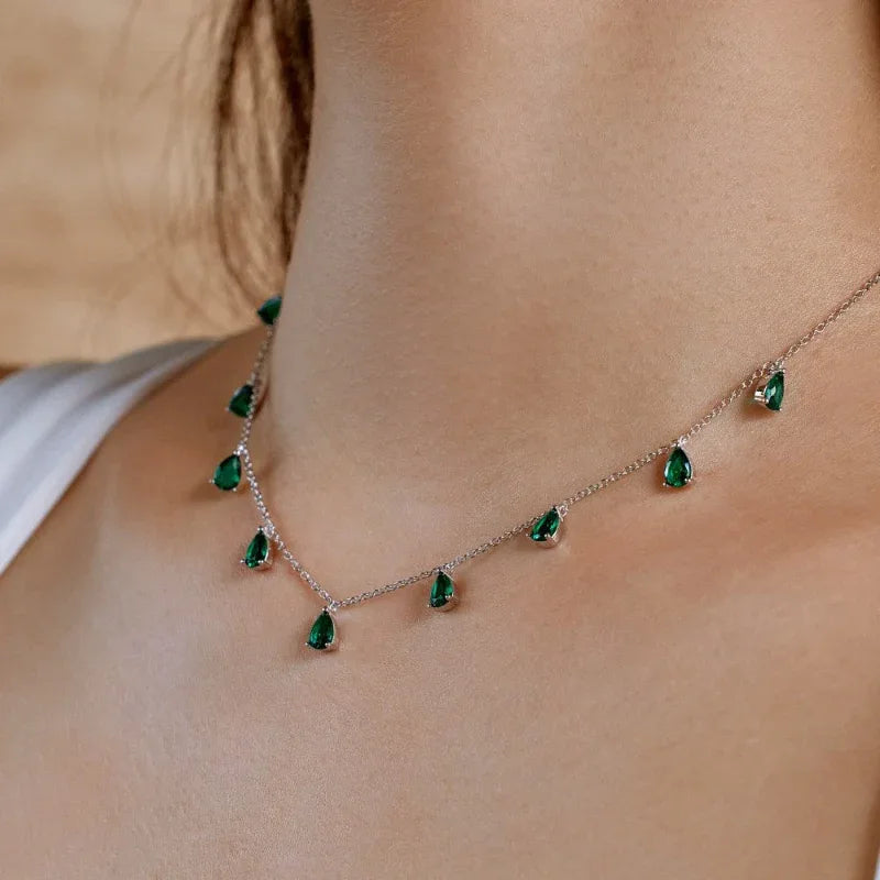 Tassels Pear-shape 5A Cubic Zirconia Pendant Necklace - JIMMY JEWELRY 01