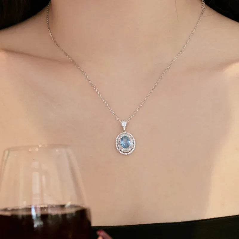 Sapphire Diamond Blue 5A Cubic Zirconia Necklace - JIMMY JEWELRY 01