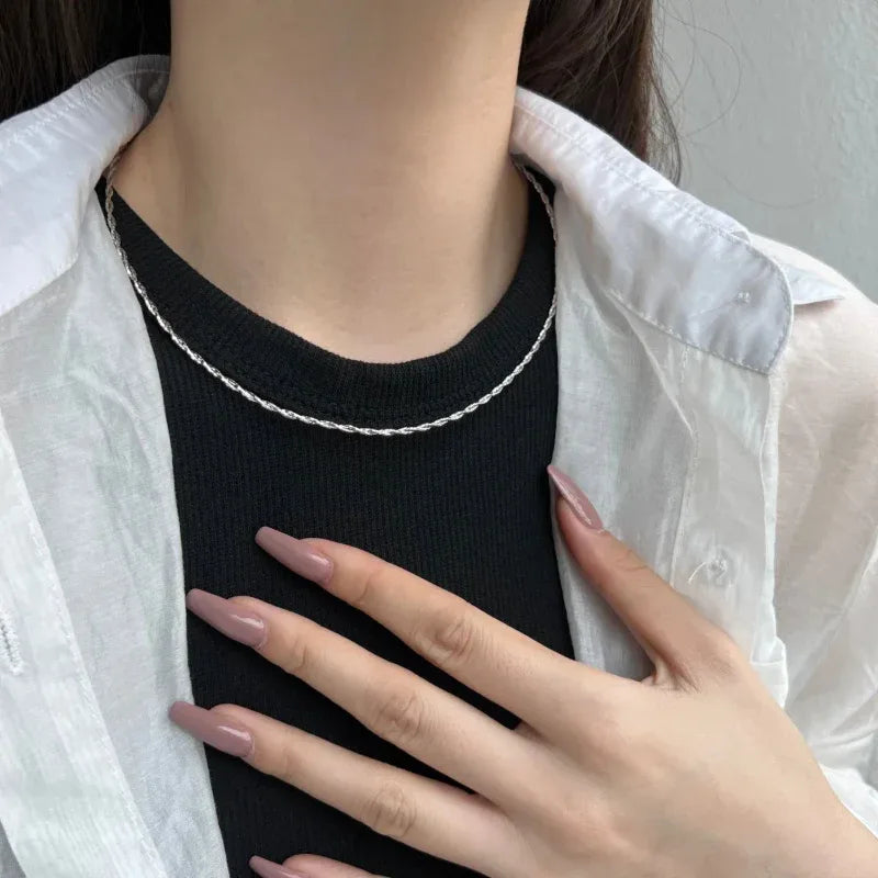Twisted Link Chain 925 Sterling Silver Necklaces - JIMMY JEWELRY 01