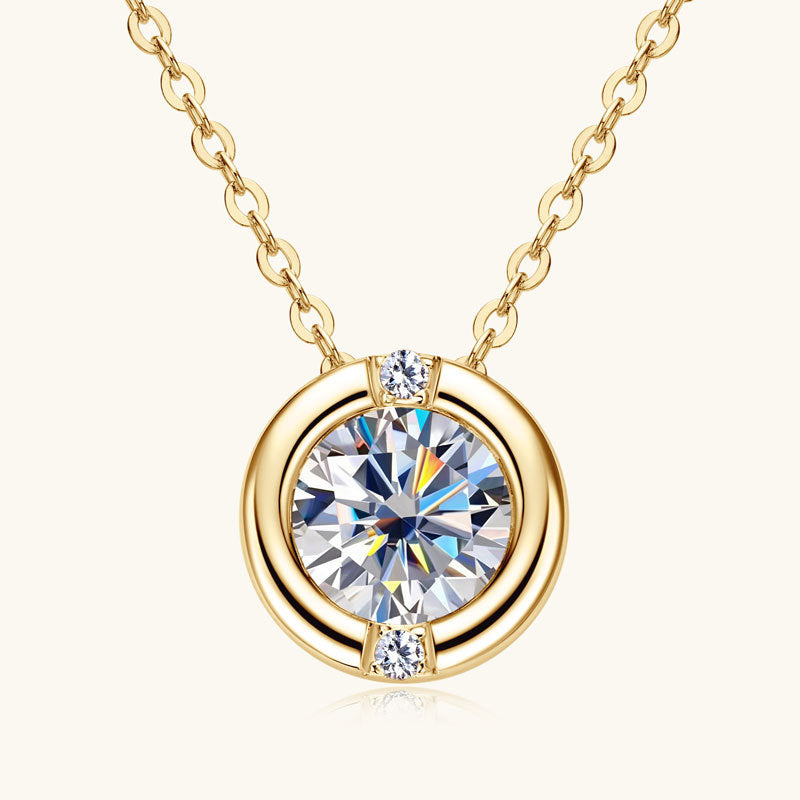 925 Sterling Silver Gold Plated Moissanite Necklace