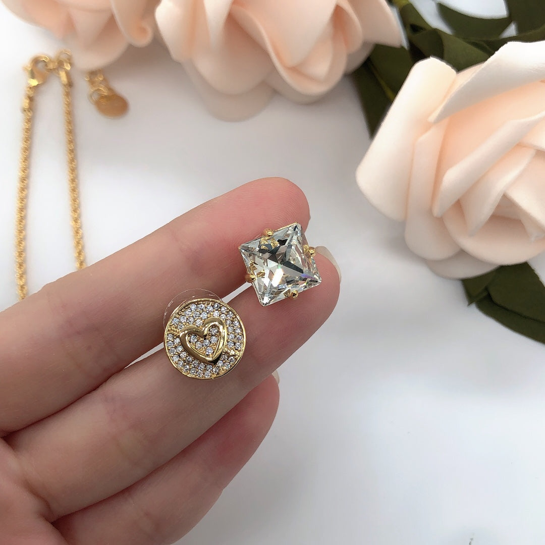 Miu Miu gold-tone heart halo stud with square crystal accent