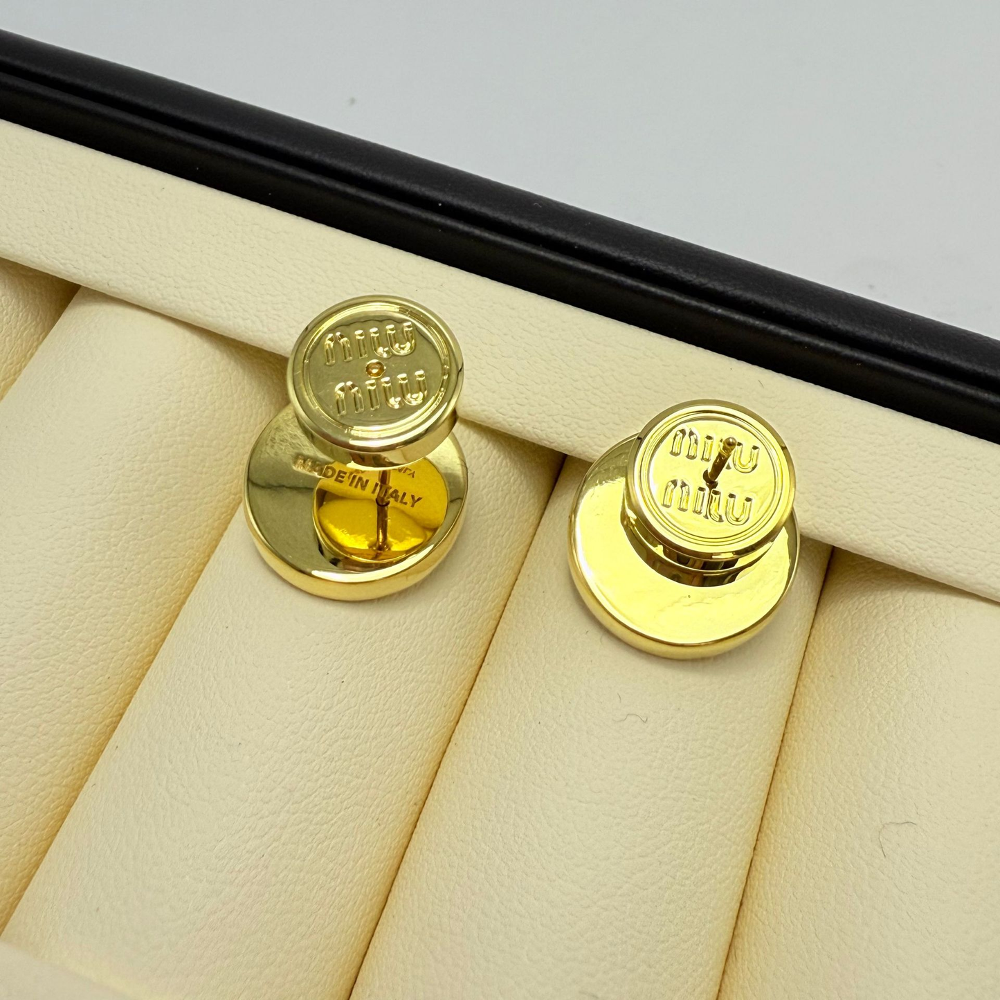 Miu Miu Classic Enamel Round Earrings