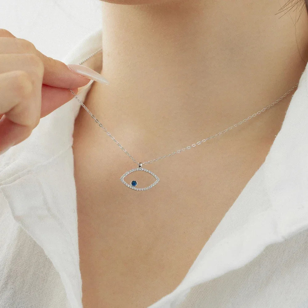 Sparkling Zircon Evil Eye Necklace - JIMMY JEWELRY 01