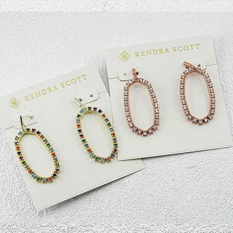 Oval hoop earrings set: gold multicolor zirconia and rose gold clear zirconia