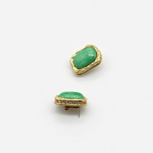 Vintage Square Green Stone Earrings