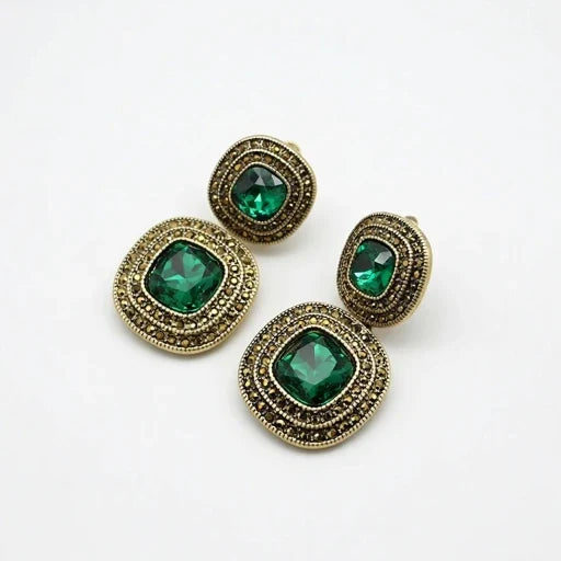 Vintage Square Rhinestone Earrings