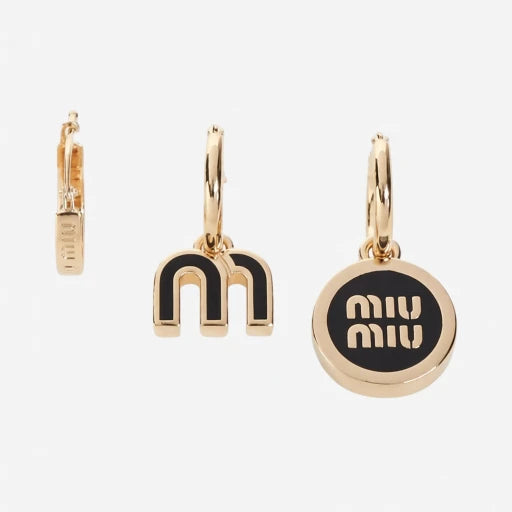 Miu Miu Enamel Asymmetrical Three-Piece Metal Earring Set