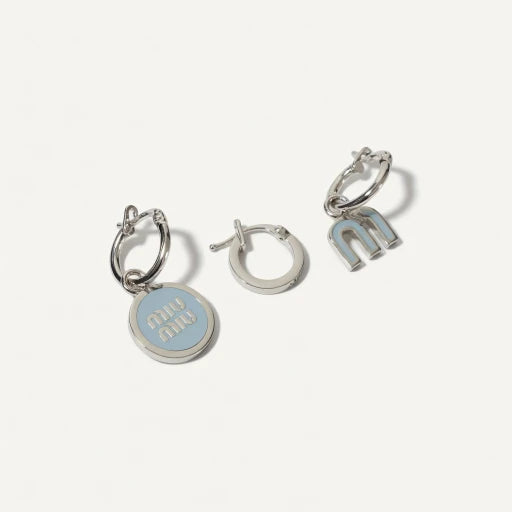 Miu Miu Enamel Asymmetrical Three-Piece Metal Earring Set