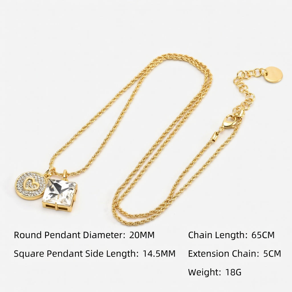 Miu Miu Round & Square Diamond Pendant Necklace, Bracelet & Earrings