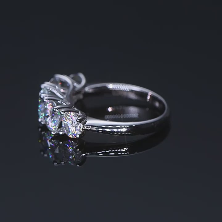 Unique Moissanite Graduated Design Ring