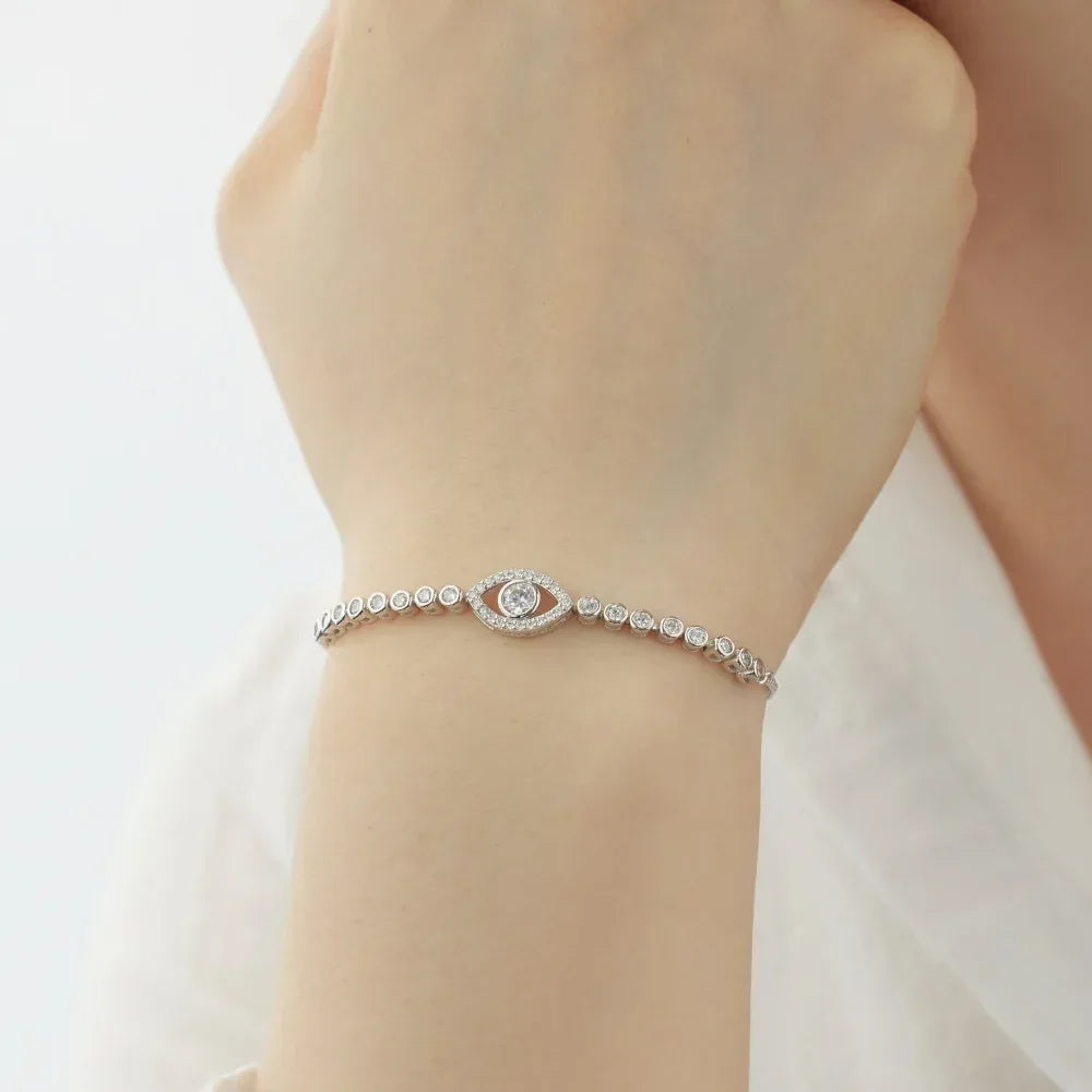 Sparkling Zircon Evil Eye Bracelet - JIMMY JEWELRY 01