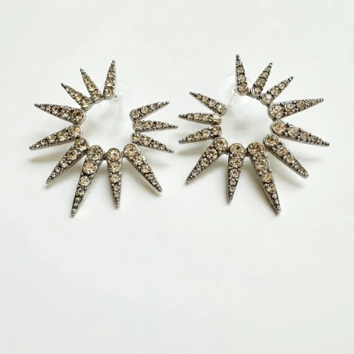 Oscar de la Renta Diamond Sunflower Starburst Earrings | Eco-Friendly Plating | 5.5cm