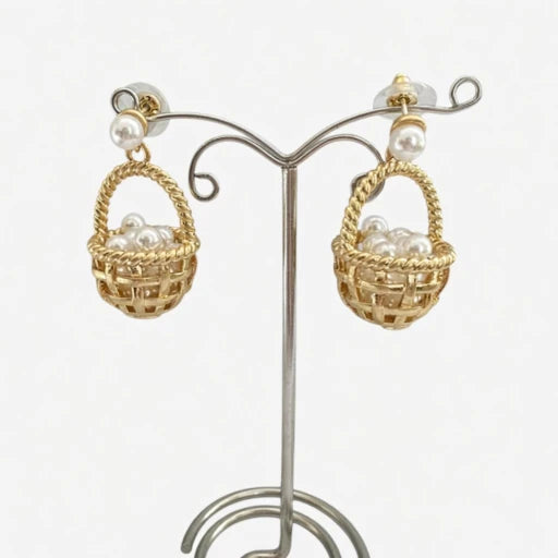 Oscar de la Renta Unique Pastoral Floral Basket Stud Earrings