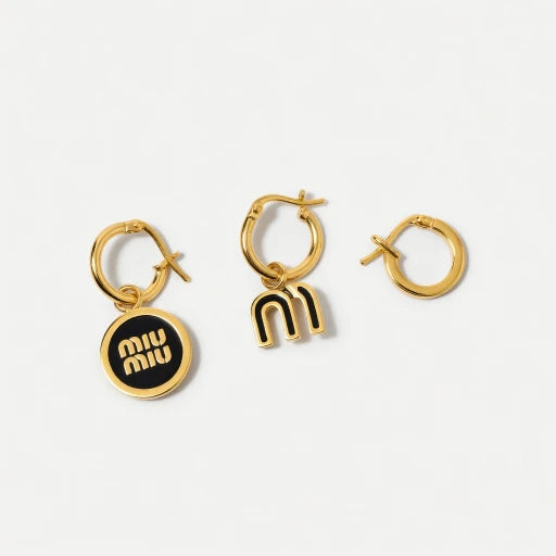 Miu Miu Enamel Asymmetrical Three-Piece Metal Earring Set