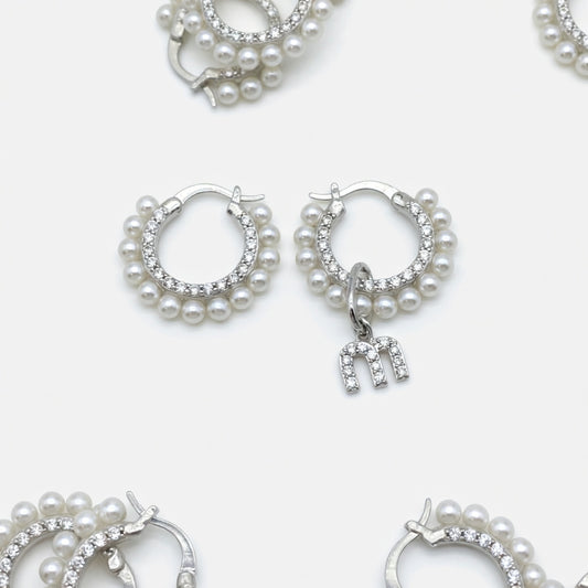 Miu Miu Exquisite Crystal & Pearl Asymmetrical Pendant Earrings