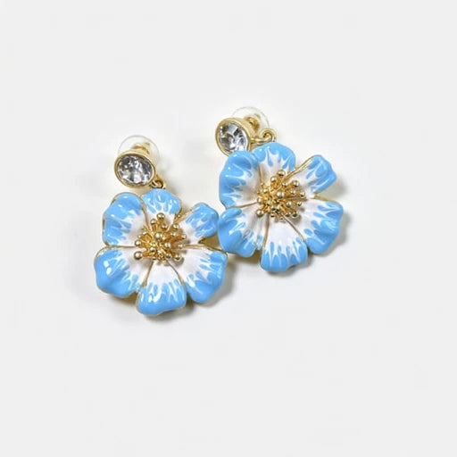 Oscar de la Renta Vintage Enamel Cherry Blossom Earrings
