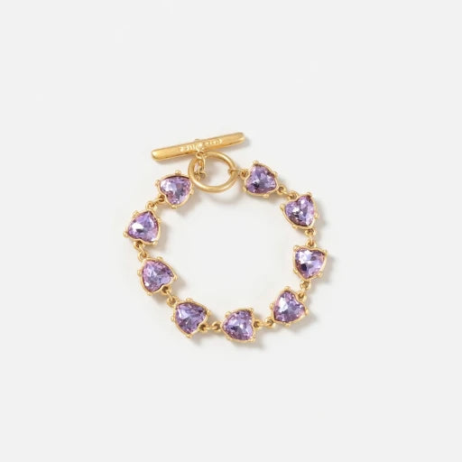 Oscar de la Renta Stylish Sparkling Crystal Heart Bracelet