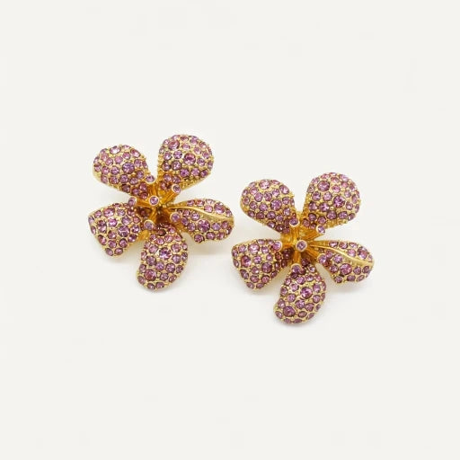 Oscar de la Renta Diamond Five-Petal Flower Earrings