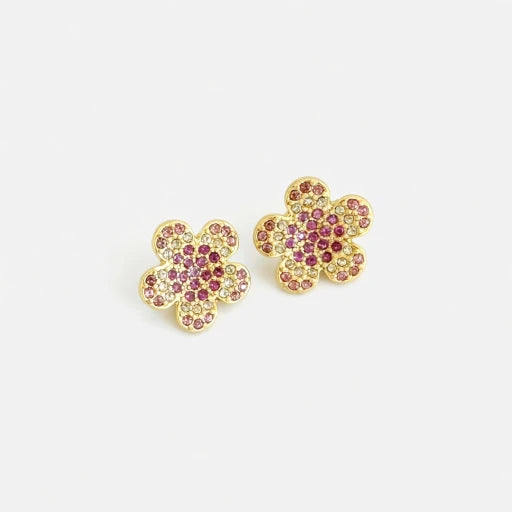 Oscar de la Renta Diamond Colorful Floral Earrings