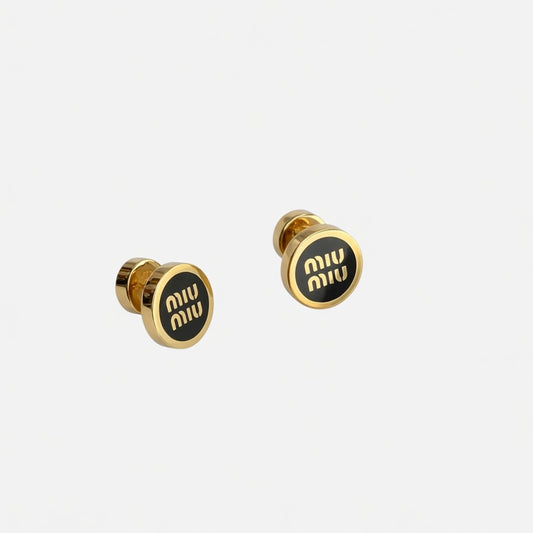Miu Miu Classic Enamel Round Earrings