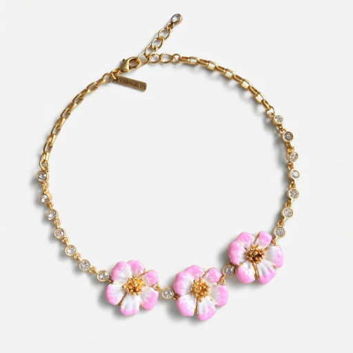 Oscar de la Renta Enamel Cherry Blossom Pendant Necklace