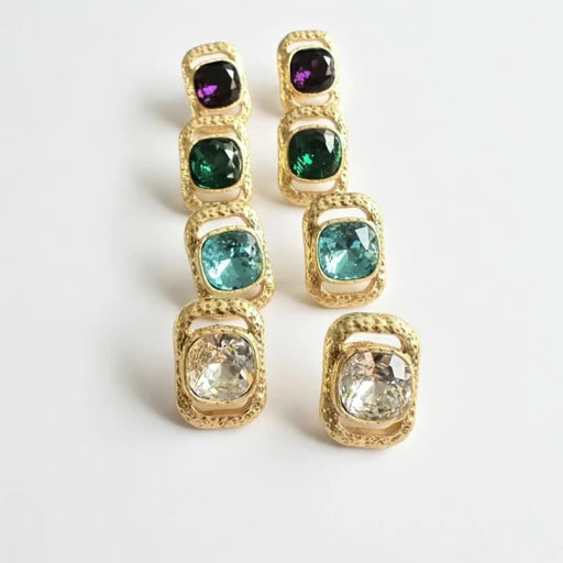 Oscar de la Renta Square Crystal Stud Earrings