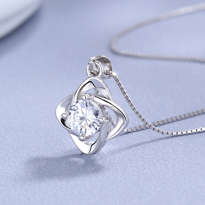 sterling silver diamond 4 leaf clover necklace