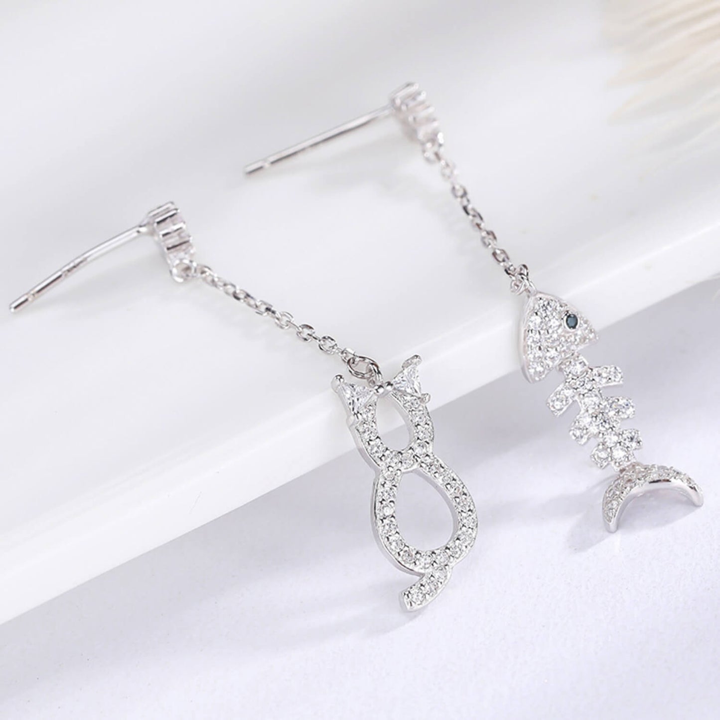 diamond fish cat earrings usa