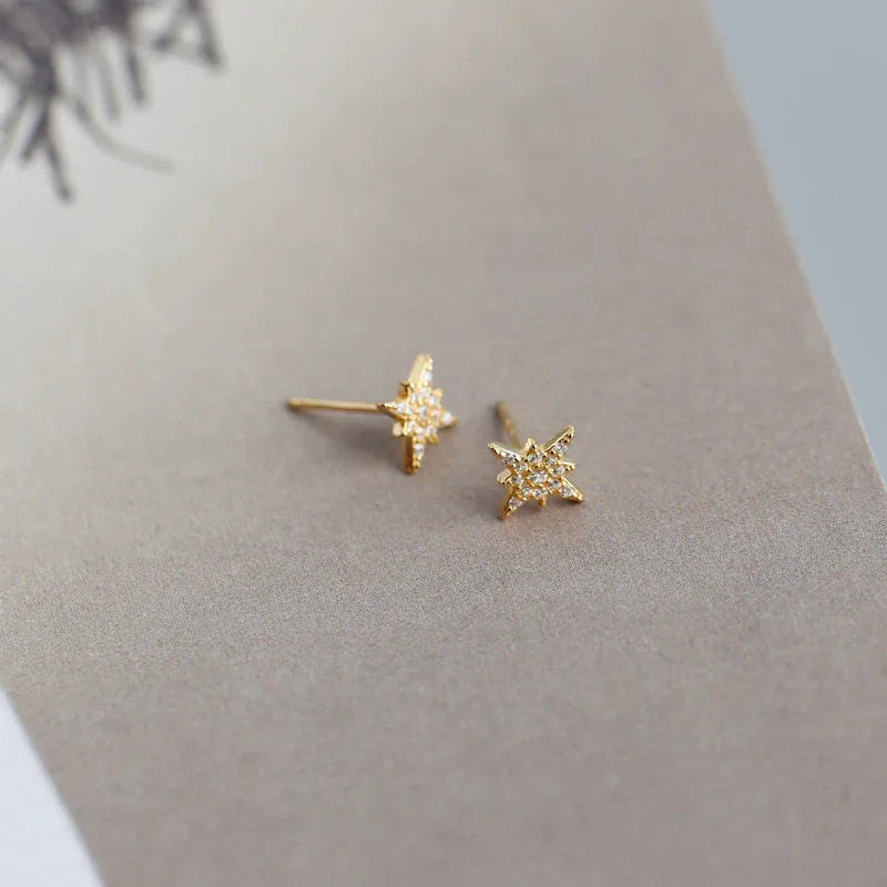 S925 Sterling Silver Diamond Star Earrings - JIMMY JEWELRY 01