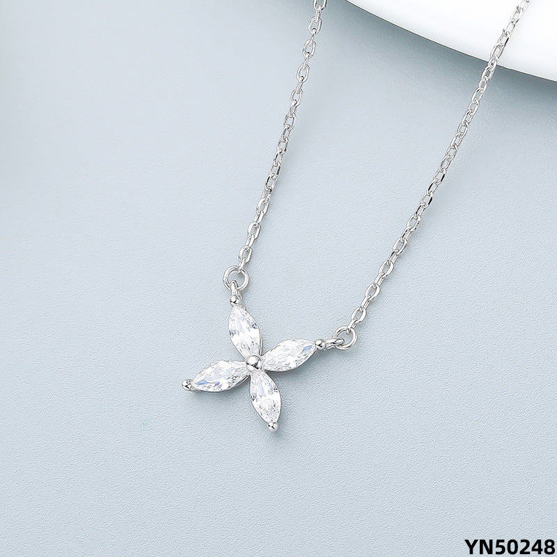 White quatrefoil necklace