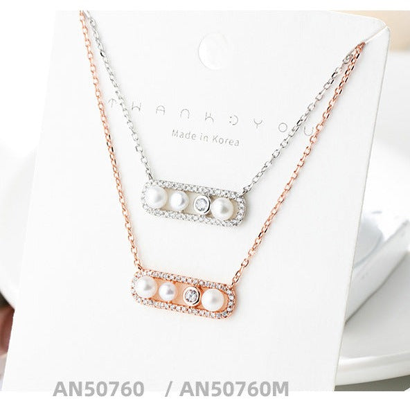 pearl bar necklace gold